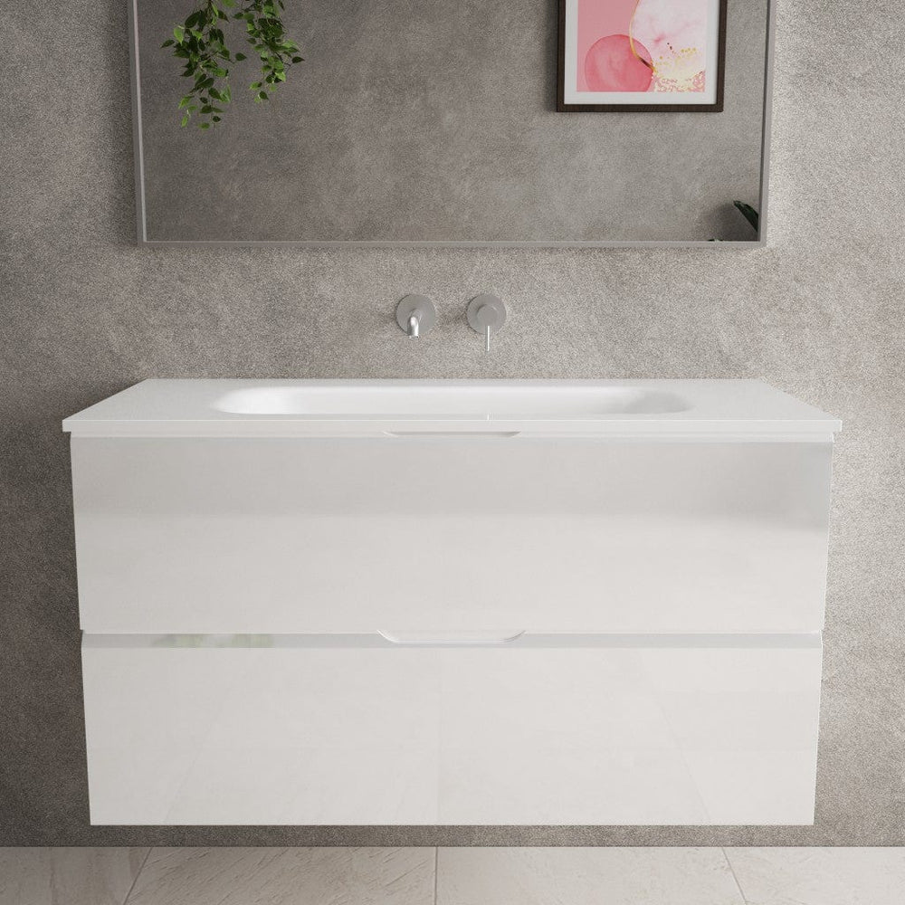 Tasca Two Drawer Vanity Unit  With Beyondstone Basin - Gloss White 1000mm