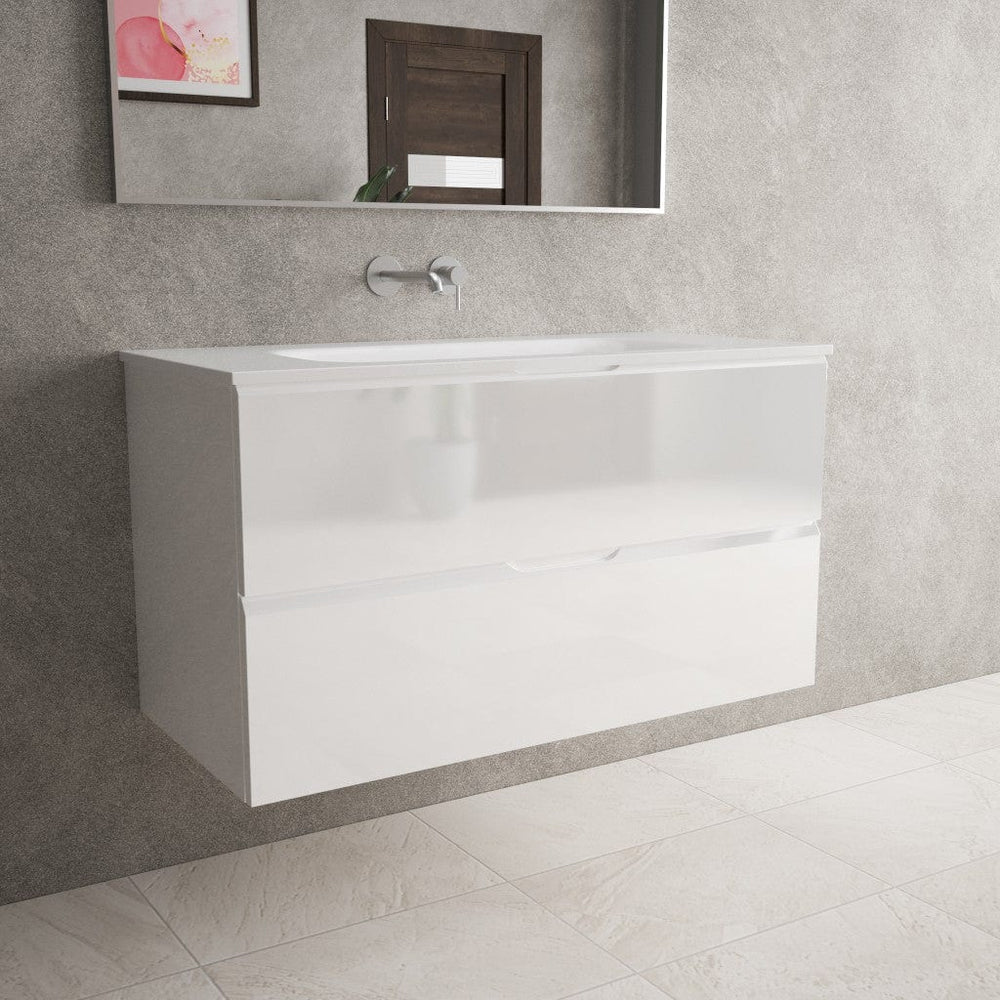 Tasca Two Drawer Vanity Unit  With Beyondstone Basin - Gloss White 1000mm