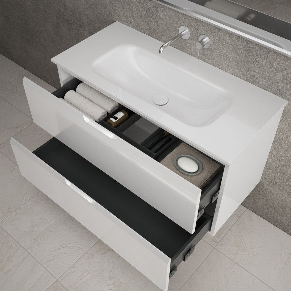 Tasca Two Drawer Vanity Unit  With Beyondstone Basin - Gloss White 1000mm