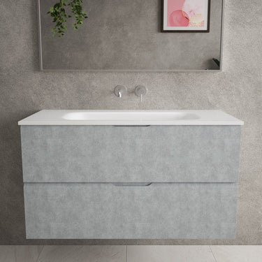 Tasca Two Drawer Vanity Unit  With Beyondstone Basin - Light Concrete 1000mm