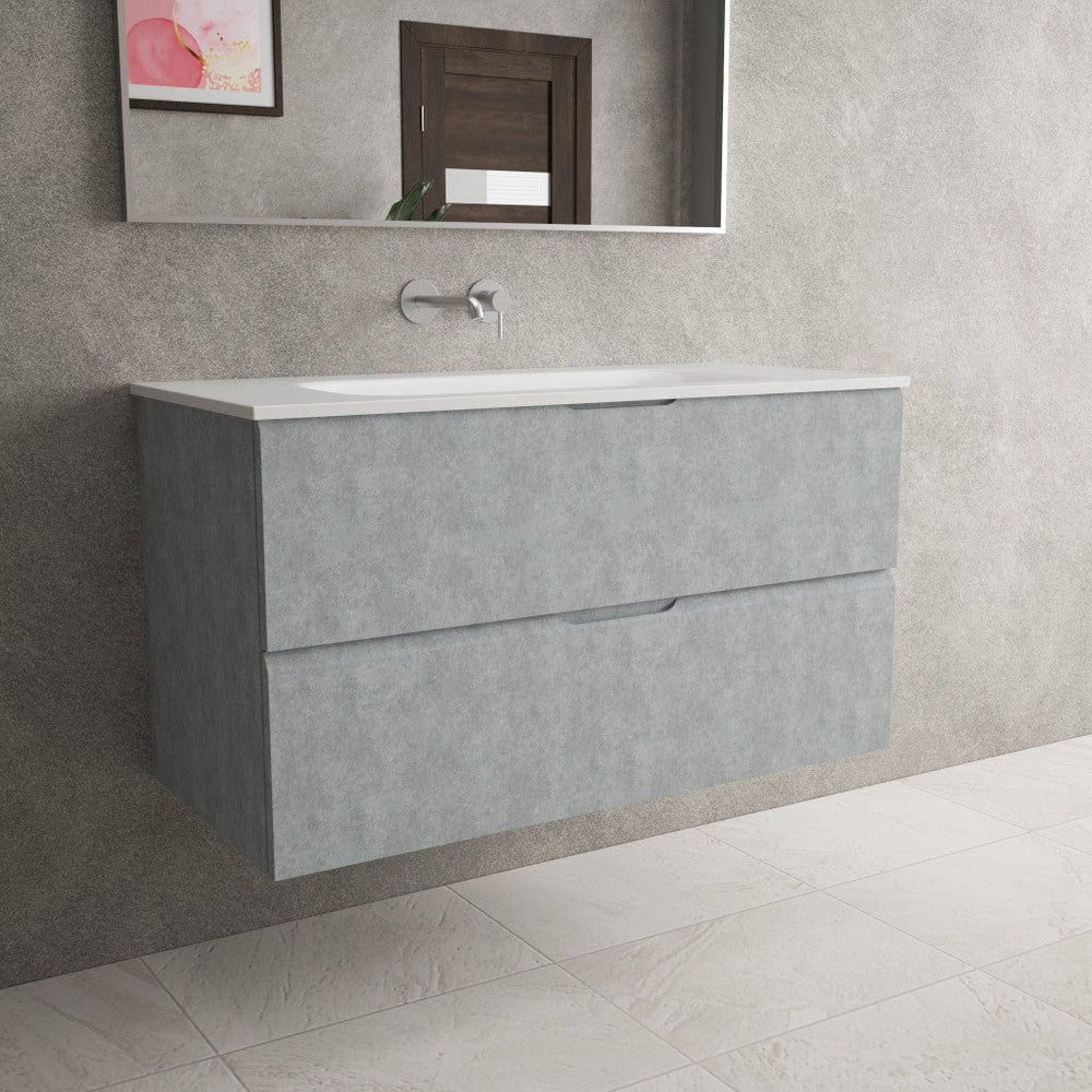 Tasca Two Drawer Vanity Unit  With Beyondstone Basin - Light Concrete 1000mm