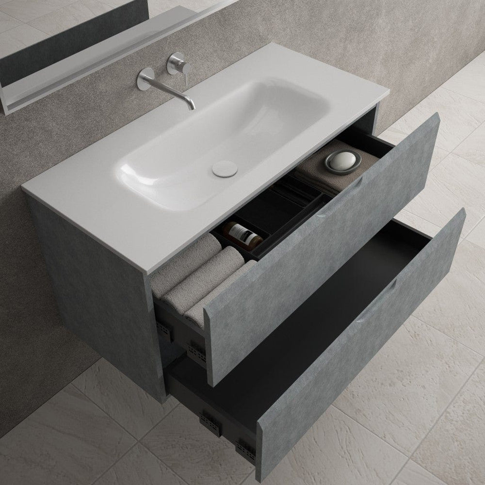 Tasca Two Drawer Vanity Unit  With Beyondstone Basin - Light Concrete 1000mm