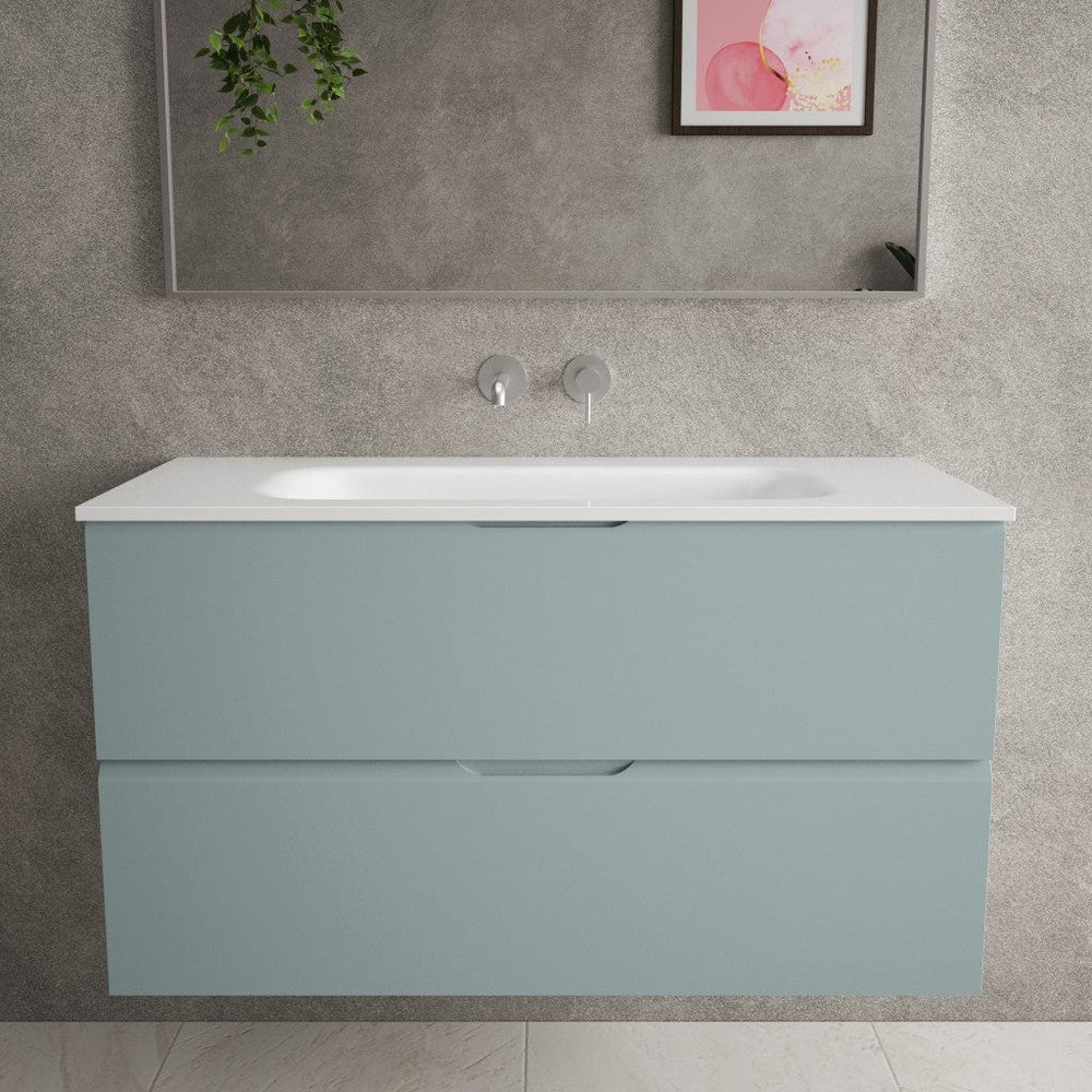 Tasca Two Drawer Vanity Unit  With Beyondstone Basin - Matt Fjord 1000mm