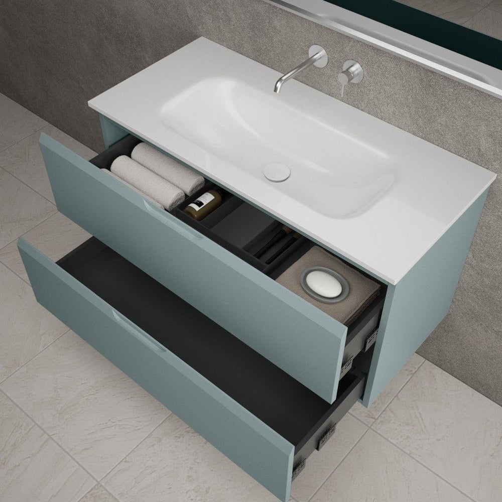 Tasca Two Drawer Vanity Unit  With Beyondstone Basin - Matt Fjord 1000mm