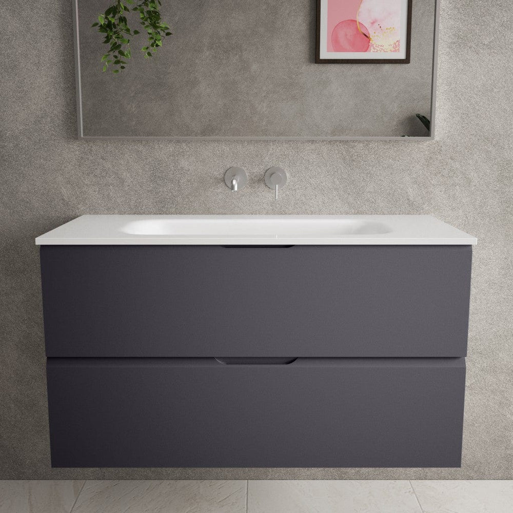 Tasca Two Drawer Vanity Unit  With Beyondstone Basin - Matt Graphite 1000mm