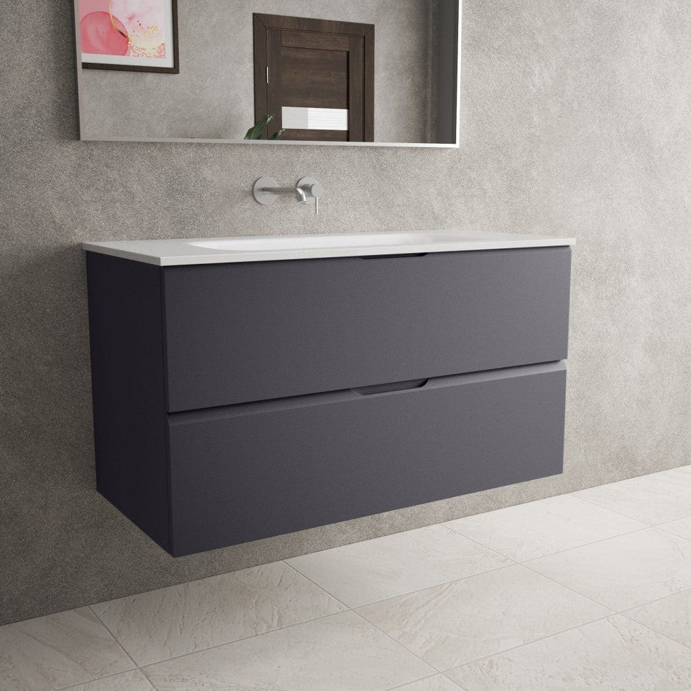 Tasca Two Drawer Vanity Unit  With Beyondstone Basin - Matt Graphite 1000mm