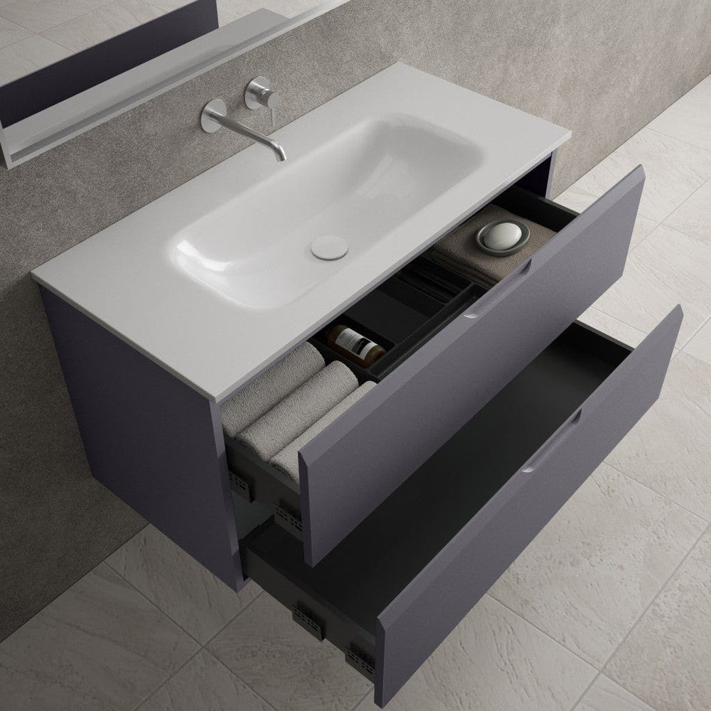 Tasca Two Drawer Vanity Unit  With Beyondstone Basin - Matt Graphite 1000mm
