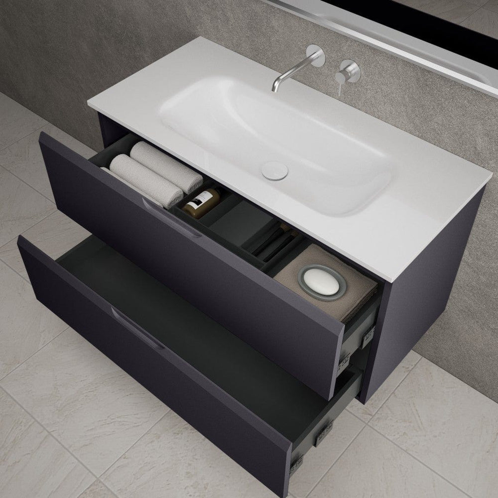 Tasca Two Drawer Vanity Unit  With Beyondstone Basin - Matt Graphite 1000mm