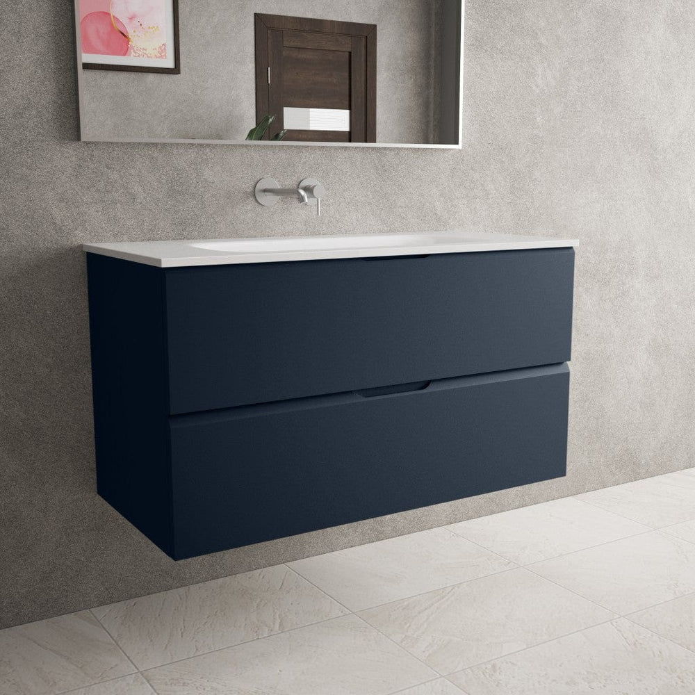 Tasca Two Drawer Vanity Unit  With Beyondstone Basin - Matt Indigo 1000mm