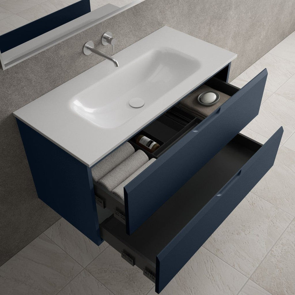 Tasca Two Drawer Vanity Unit  With Beyondstone Basin - Matt Indigo 1000mm