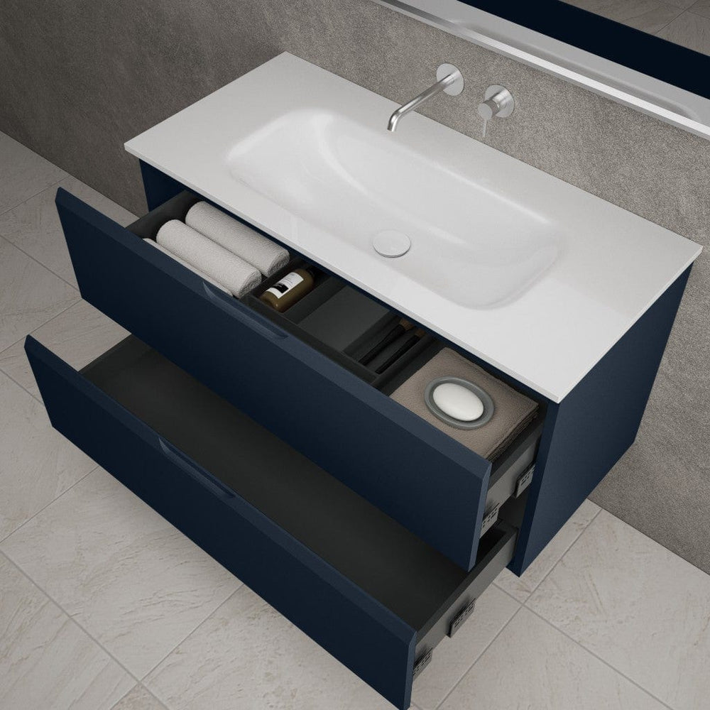 Tasca Two Drawer Vanity Unit  With Beyondstone Basin - Matt Indigo 1000mm