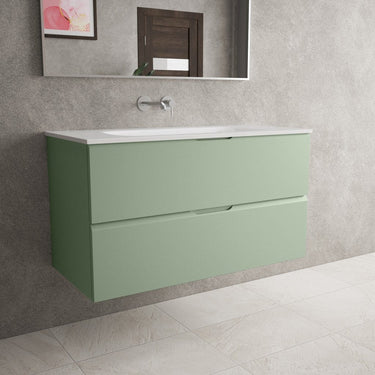 Tasca Two Drawer Vanity Unit  With Beyondstone Basin - Matt Light Green 1000mm