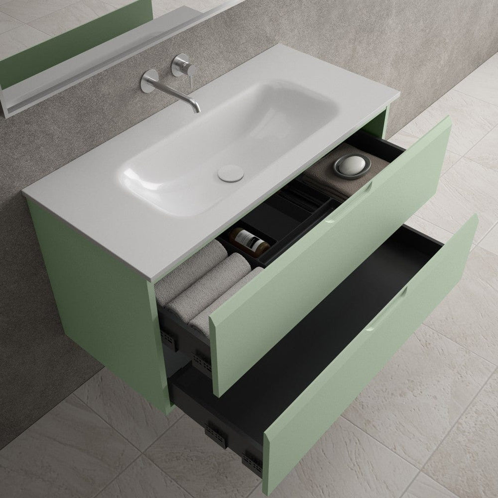 Tasca Two Drawer Vanity Unit  With Beyondstone Basin - Matt Light Green 1000mm
