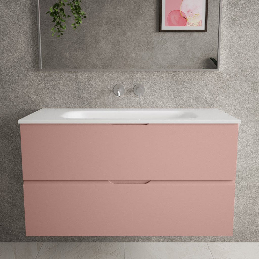 Tasca Two Drawer Vanity Unit  With Beyondstone Basin - Matt Pink 1000mm