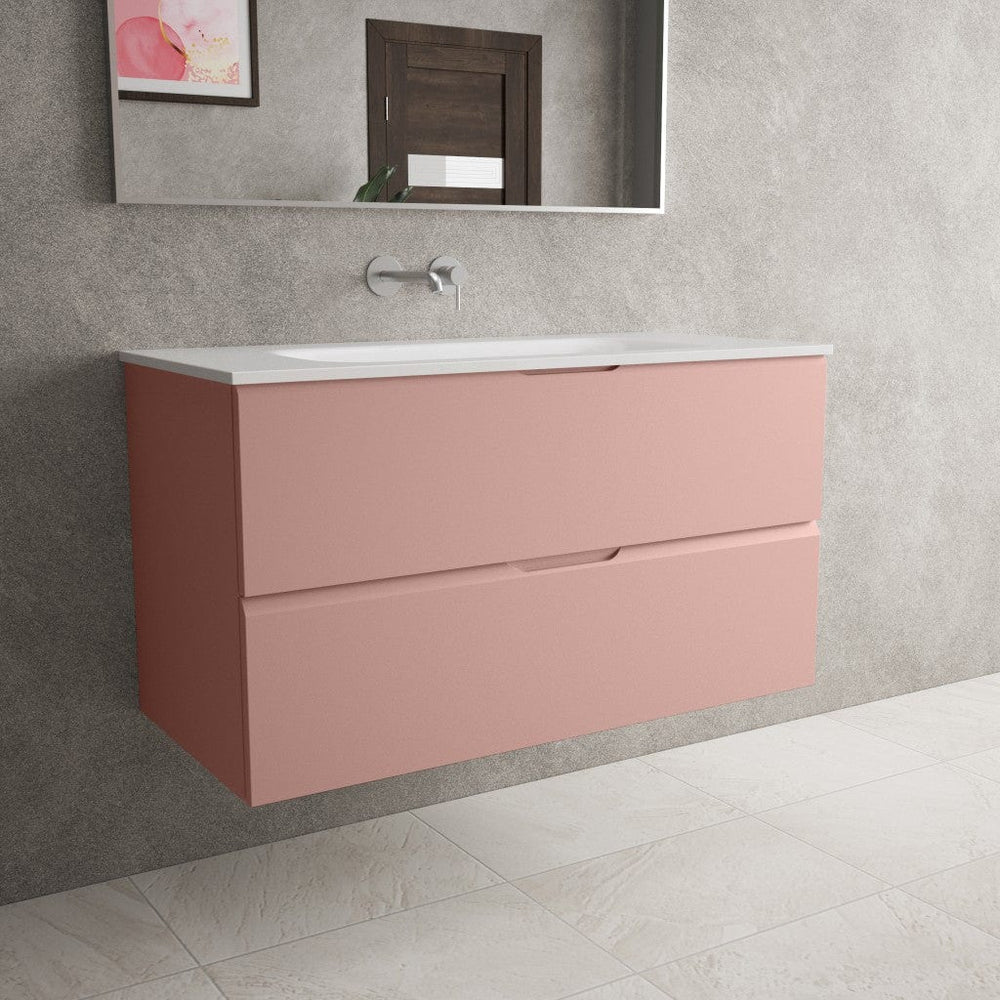 Tasca Two Drawer Vanity Unit  With Beyondstone Basin - Matt Pink 1000mm