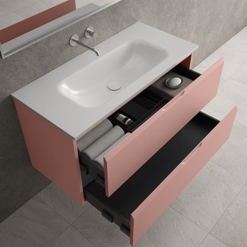 Tasca Two Drawer Vanity Unit  With Beyondstone Basin - Matt Pink 1000mm