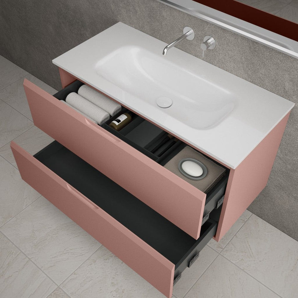 Tasca Two Drawer Vanity Unit  With Beyondstone Basin - Matt Pink 1000mm