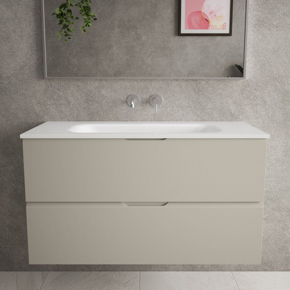 Tasca Two Drawer Vanity Unit  With Beyondstone Basin - Matt Stone 1000mm