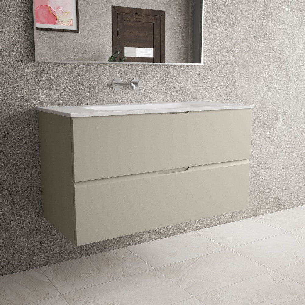 Tasca Two Drawer Vanity Unit  With Beyondstone Basin - Matt Stone 1000mm