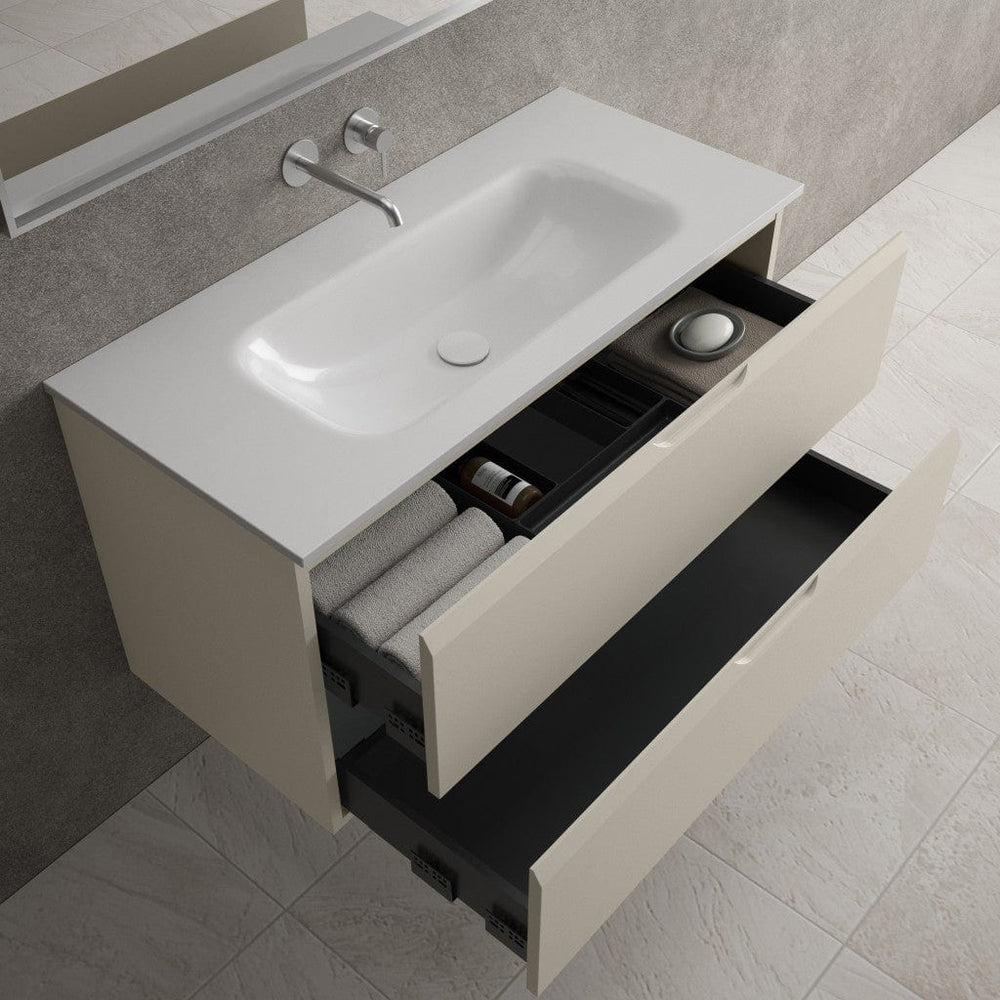 Tasca Two Drawer Vanity Unit  With Beyondstone Basin - Matt Stone 1000mm
