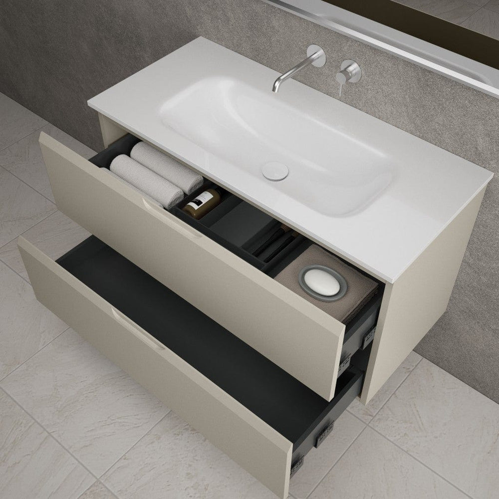 Tasca Two Drawer Vanity Unit  With Beyondstone Basin - Matt Stone 1000mm