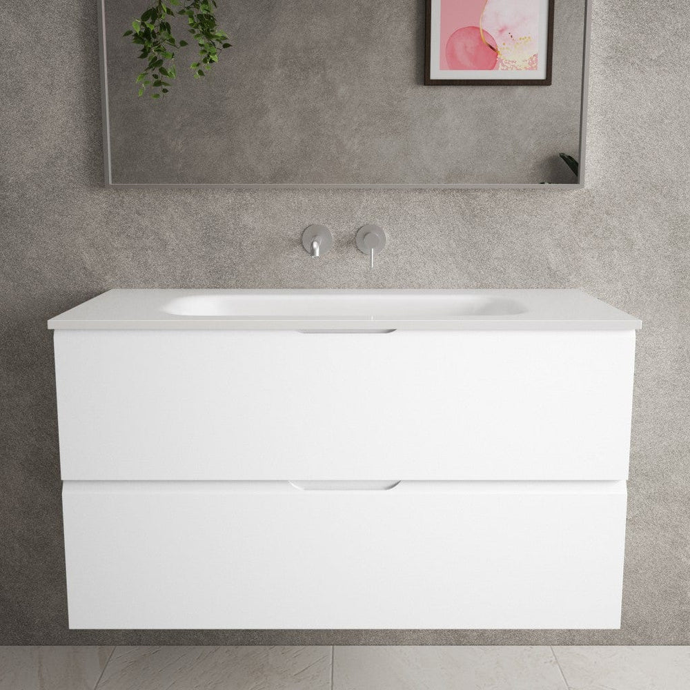 Tasca Two Drawer Vanity Unit  With Beyondstone Basin - Matt White 1000mm