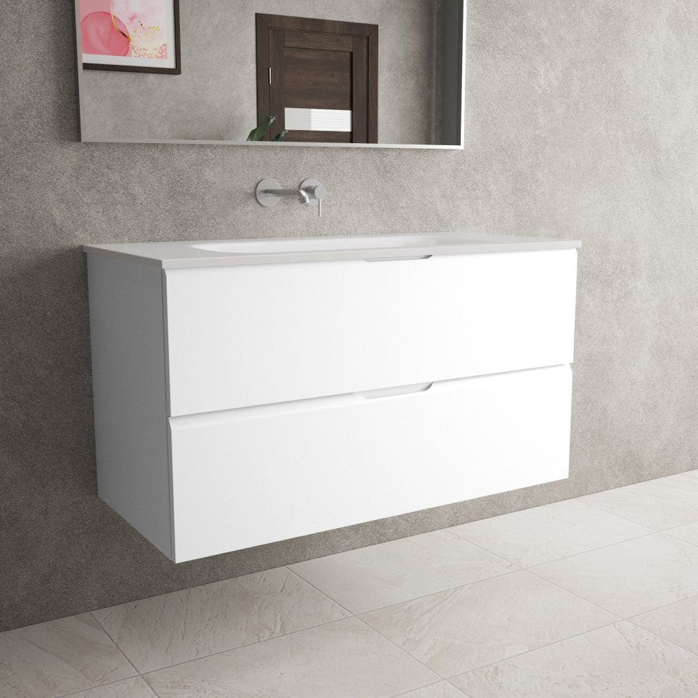 Tasca Two Drawer Vanity Unit  With Beyondstone Basin - Matt White 1000mm