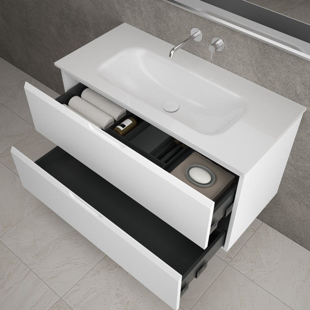 Tasca Two Drawer Vanity Unit  With Beyondstone Basin - Matt White 1000mm