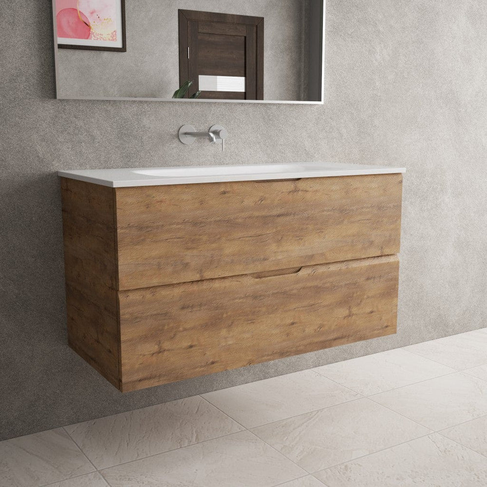 Tasca Two Drawer Vanity Unit  With Beyondstone Basin - Oak 1000mm