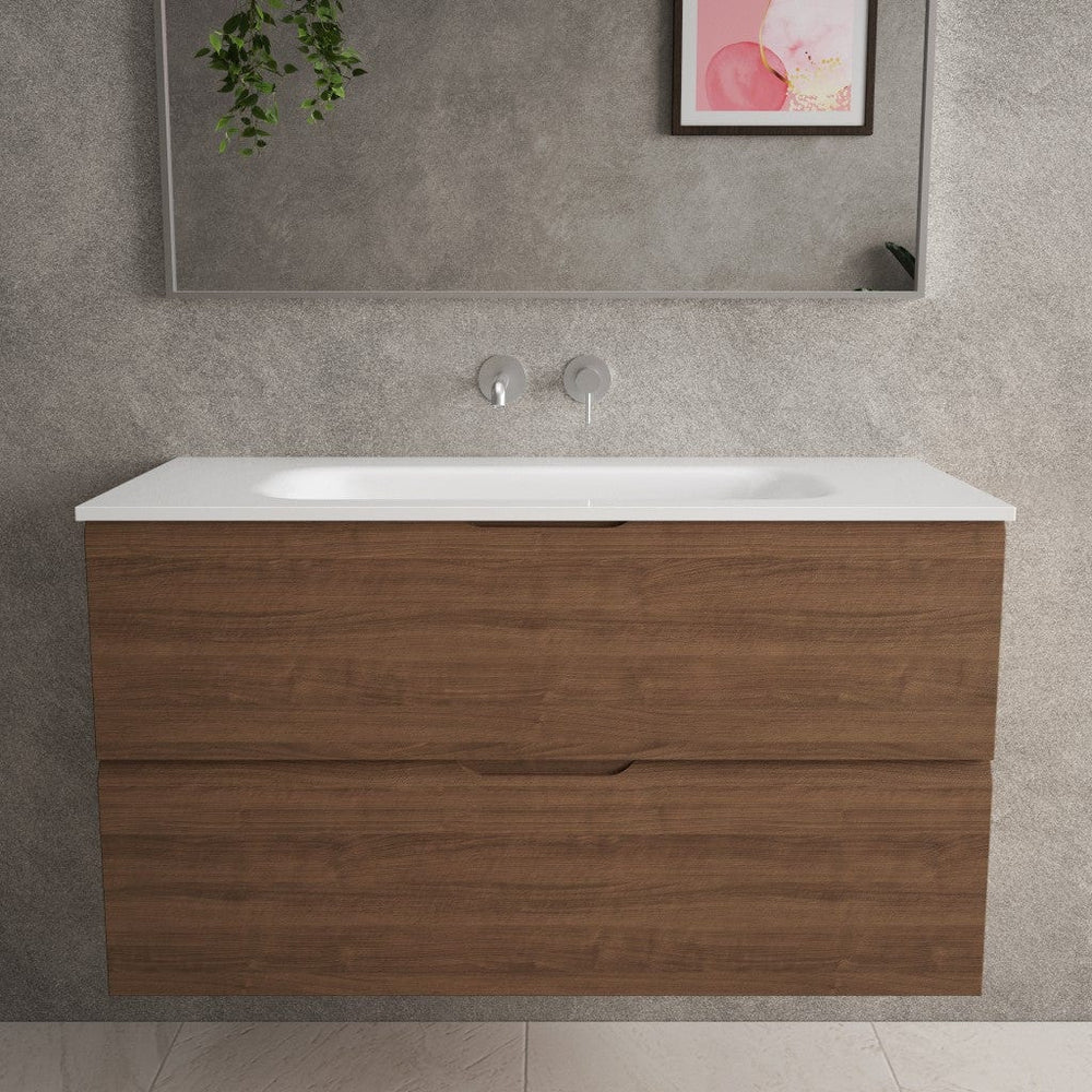Tasca Two Drawer Vanity Unit  With Beyondstone Basin - Walnut 1000mm