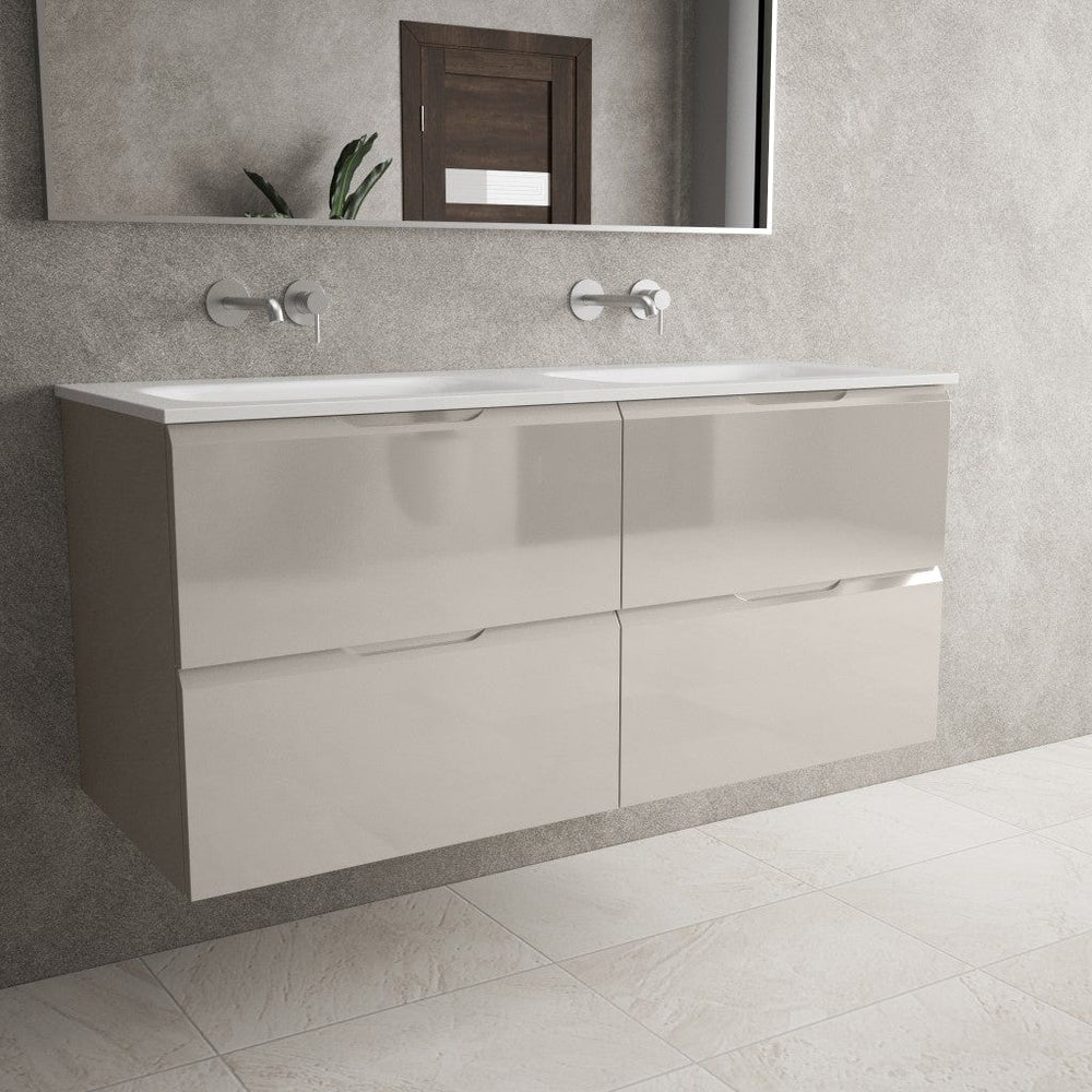 Tasca Four Drawer Vanity Unit With Beyondstone Double Basin - Gloss Cashmere 1200mm
