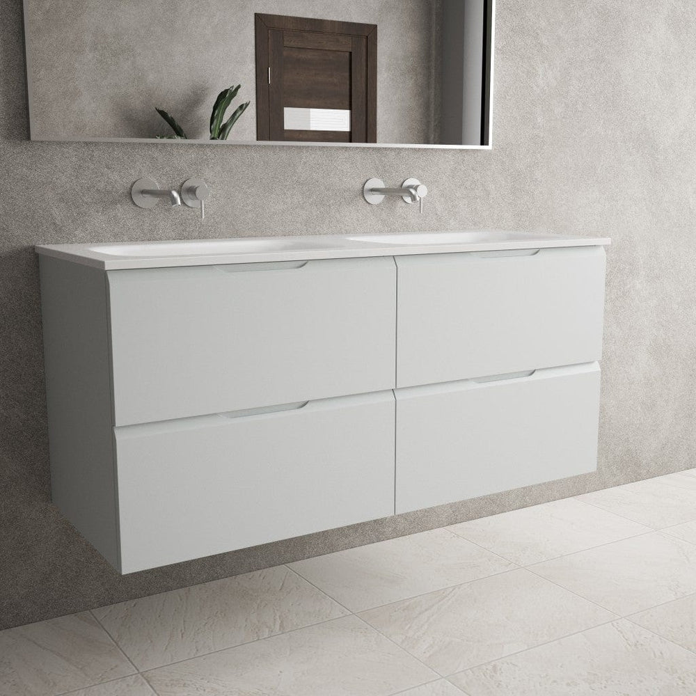 Tasca Four Drawer Vanity Unit With Beyondstone Double Basin - Matt Dove 1200mm