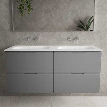 Tasca Four Drawer Vanity Unit With Beyondstone Double Basin - Matt Dust 1200mm