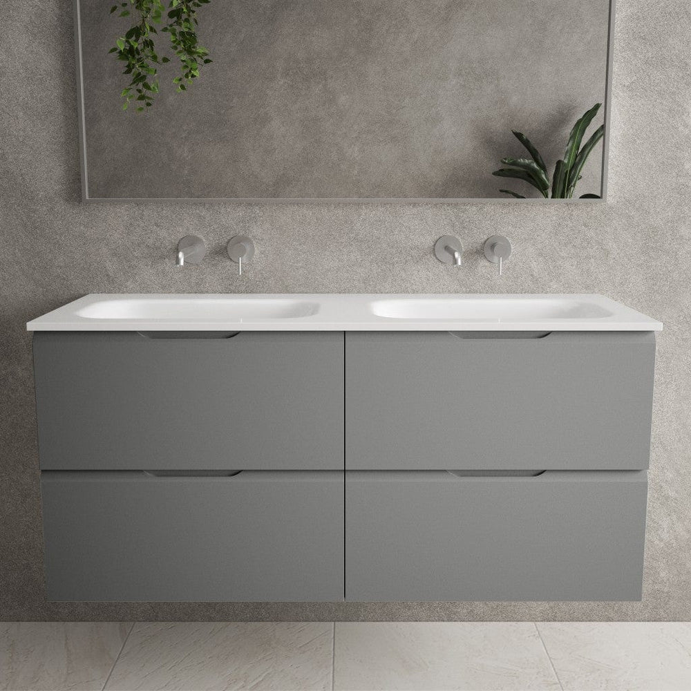 Tasca Four Drawer Vanity Unit With Beyondstone Double Basin - Matt Dust 1200mm