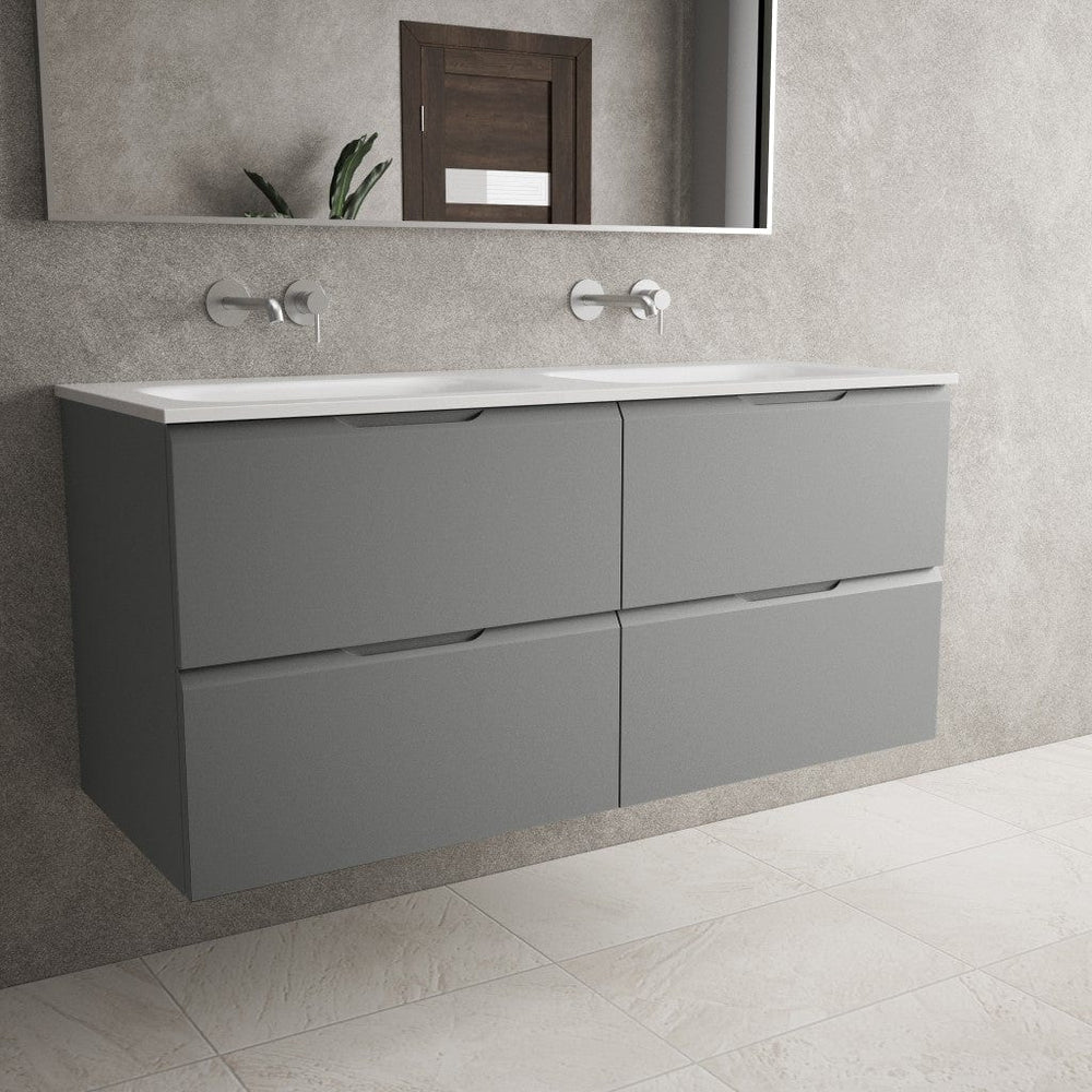 Tasca Four Drawer Vanity Unit With Beyondstone Double Basin - Matt Dust 1200mm