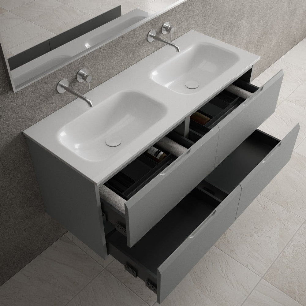Tasca Four Drawer Vanity Unit With Beyondstone Double Basin - Matt Dust 1200mm