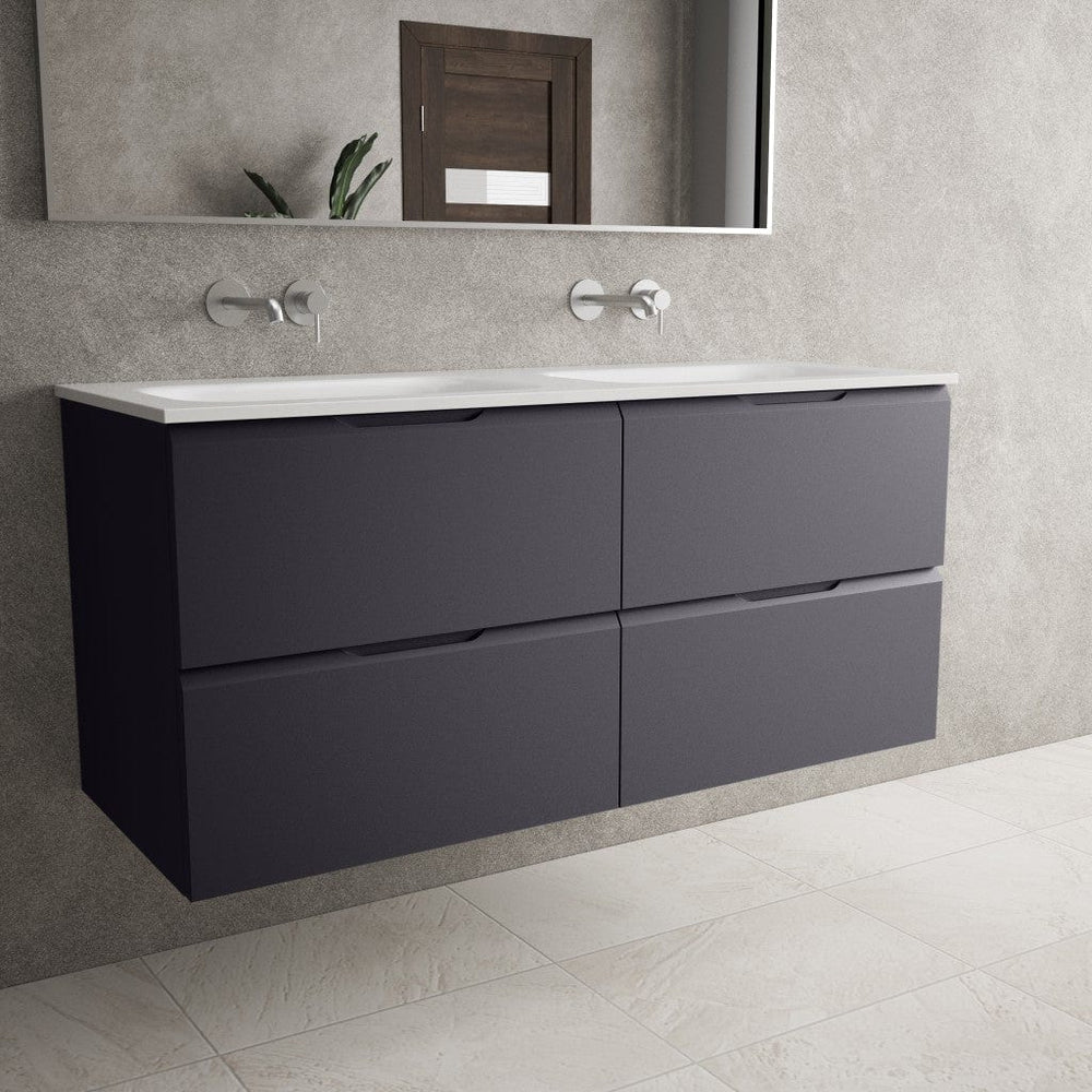 Tasca Four Drawer Vanity Unit With Beyondstone Double Basin - Matt Graphite 1200mm