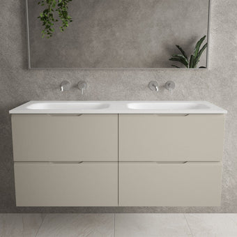 Tasca Four Drawer Vanity Unit With Beyondstone Double Basin - Matt Stone 1200mm