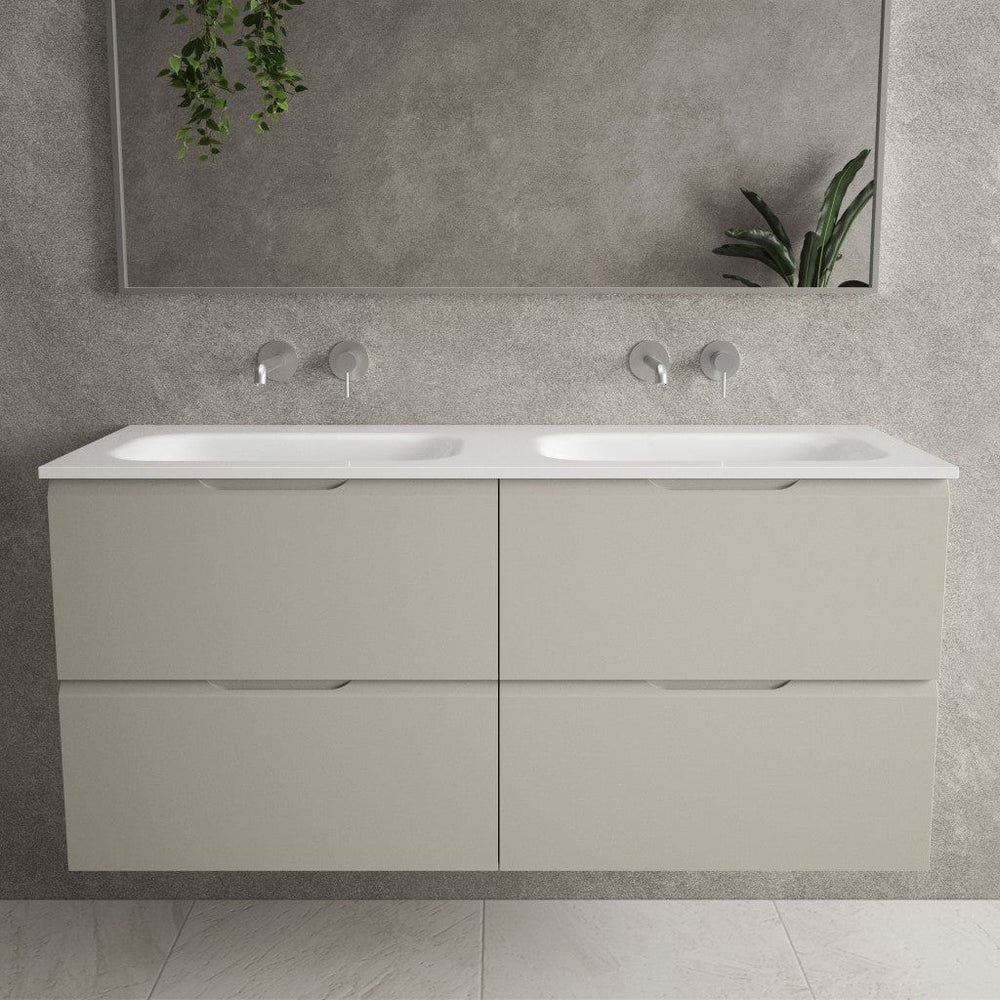 Tasca Four Drawer Vanity Unit With Beyondstone Double Basin - Matt Stone 1200mm