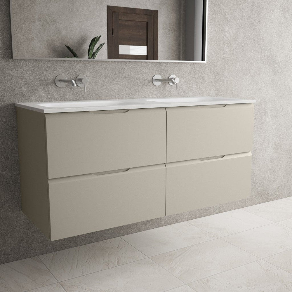 Tasca Four Drawer Vanity Unit With Beyondstone Double Basin - Matt Stone 1200mm