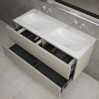 Tasca Four Drawer Vanity Unit With Beyondstone Double Basin - Matt Stone 1200mm