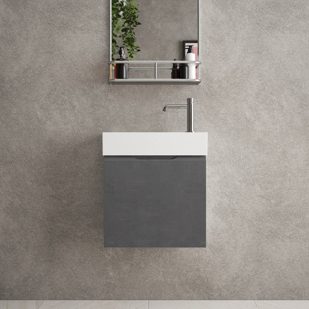 Tasca Single Door Vanity Unit With Beyondstone Basin - Dark Concrete 450mm