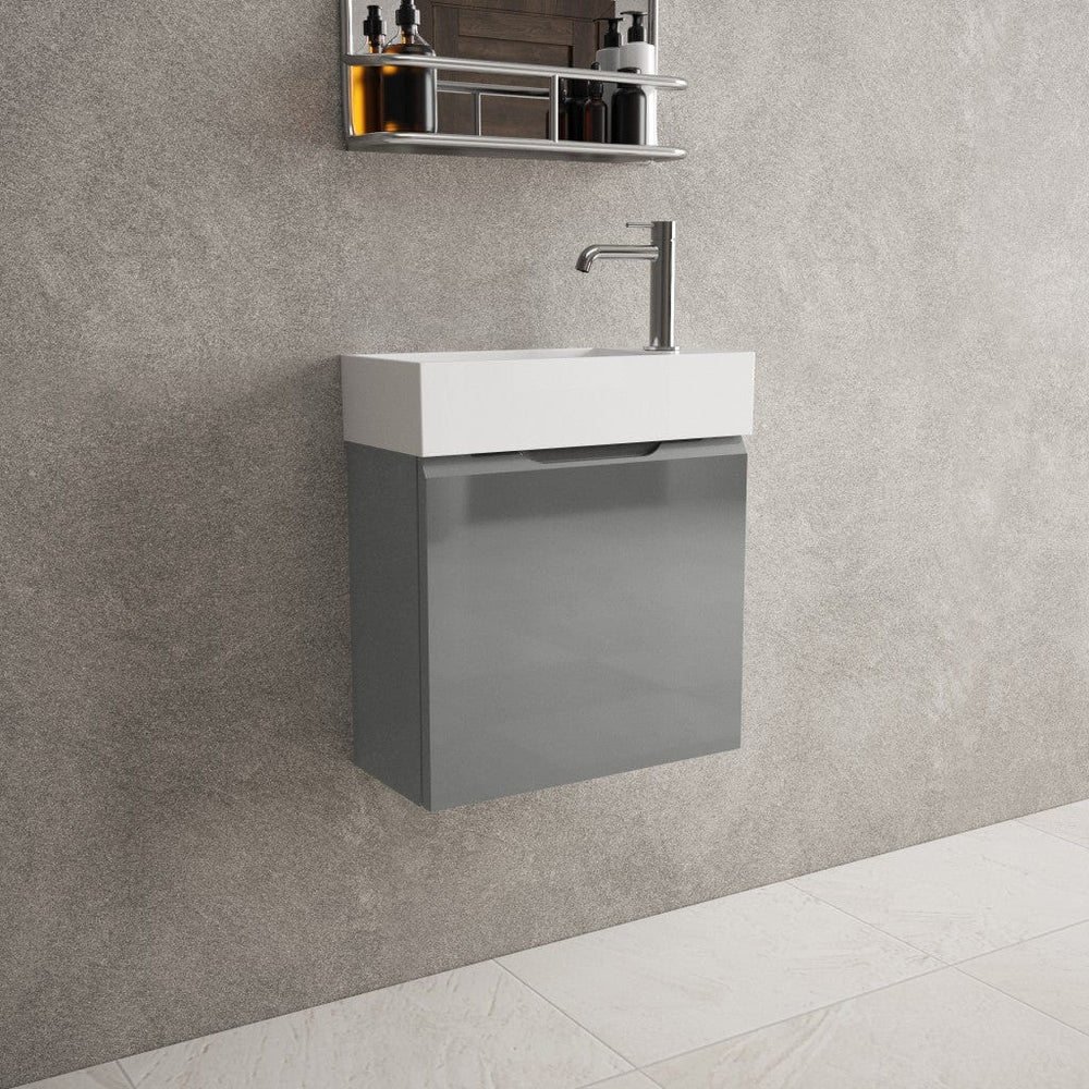 Tasca Single Door Vanity Unit With Beyondstone Basin - Gloss Dust 450mm