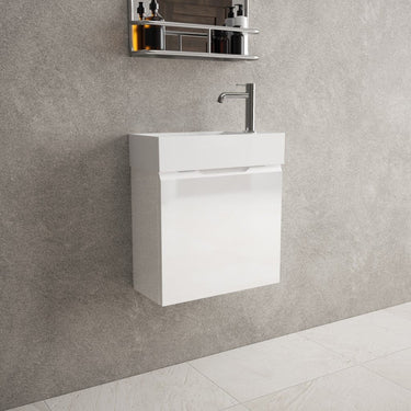 Tasca Single Door Vanity Unit With Beyondstone Basin - Gloss White 450mm