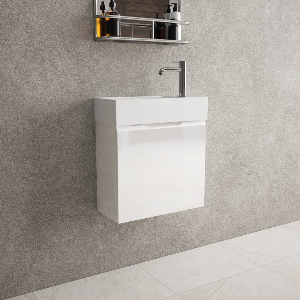 Tasca Single Door Vanity Unit With Beyondstone Basin - Gloss White 450mm