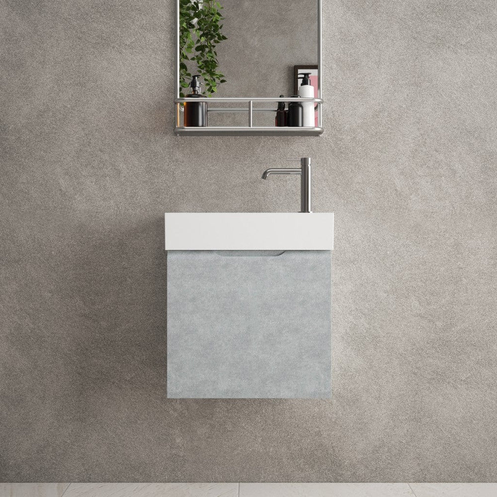 Tasca Single Door Vanity Unit With Beyondstone Basin - Light Concrete 450mm