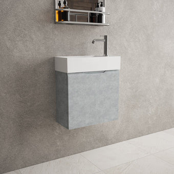 Tasca Single Door Vanity Unit With Beyondstone Basin - Light Concrete 450mm