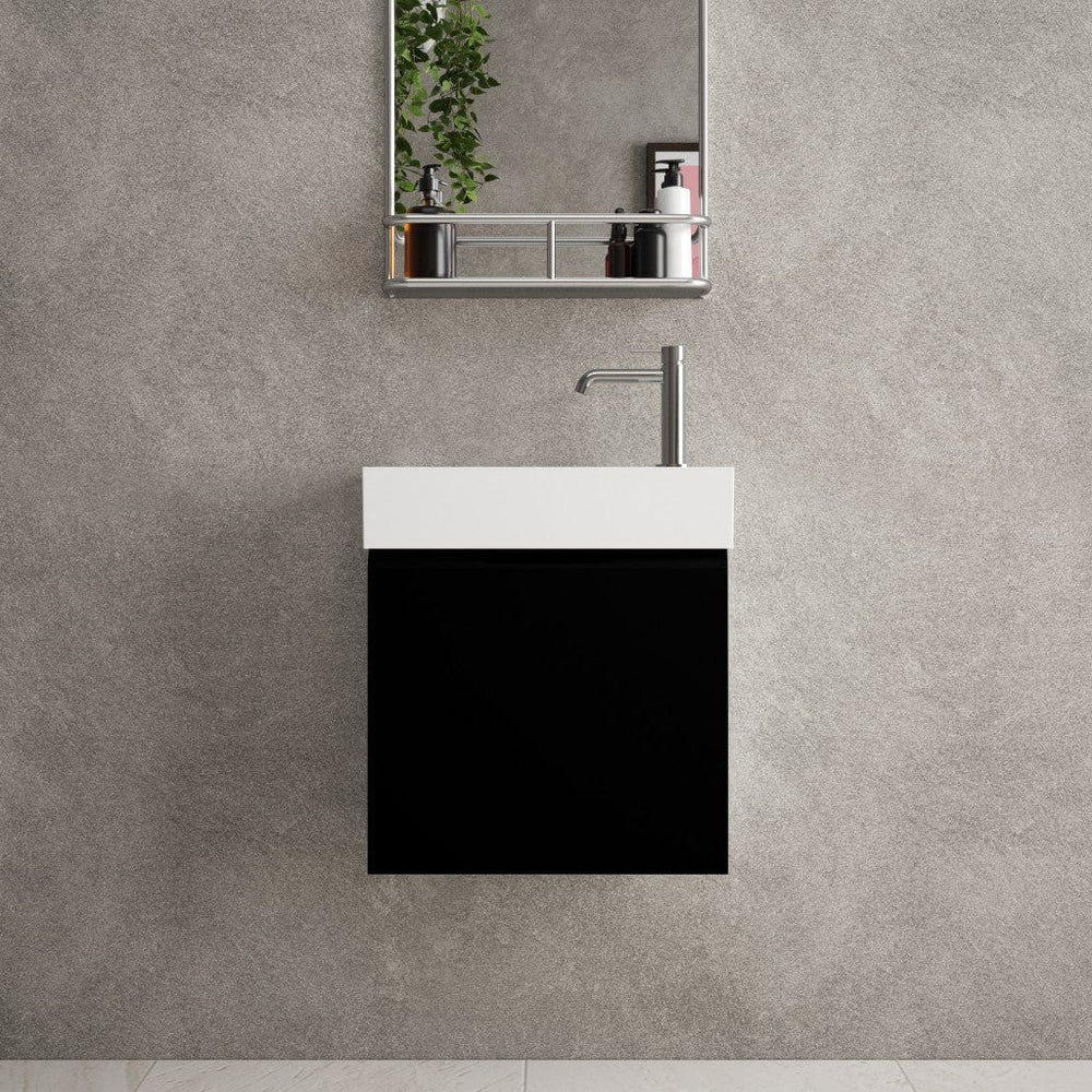 Tasca Single Door Vanity Unit With Beyondstone Basin - Matt Black 450mm