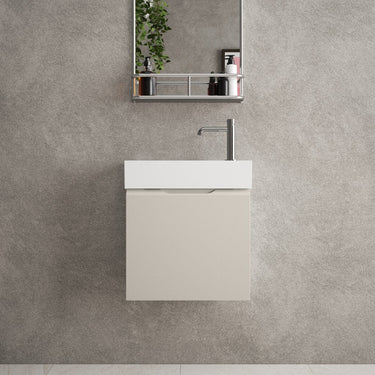Tasca Single Door Vanity Unit With Beyondstone Basin - Matt Cashmere 450mm