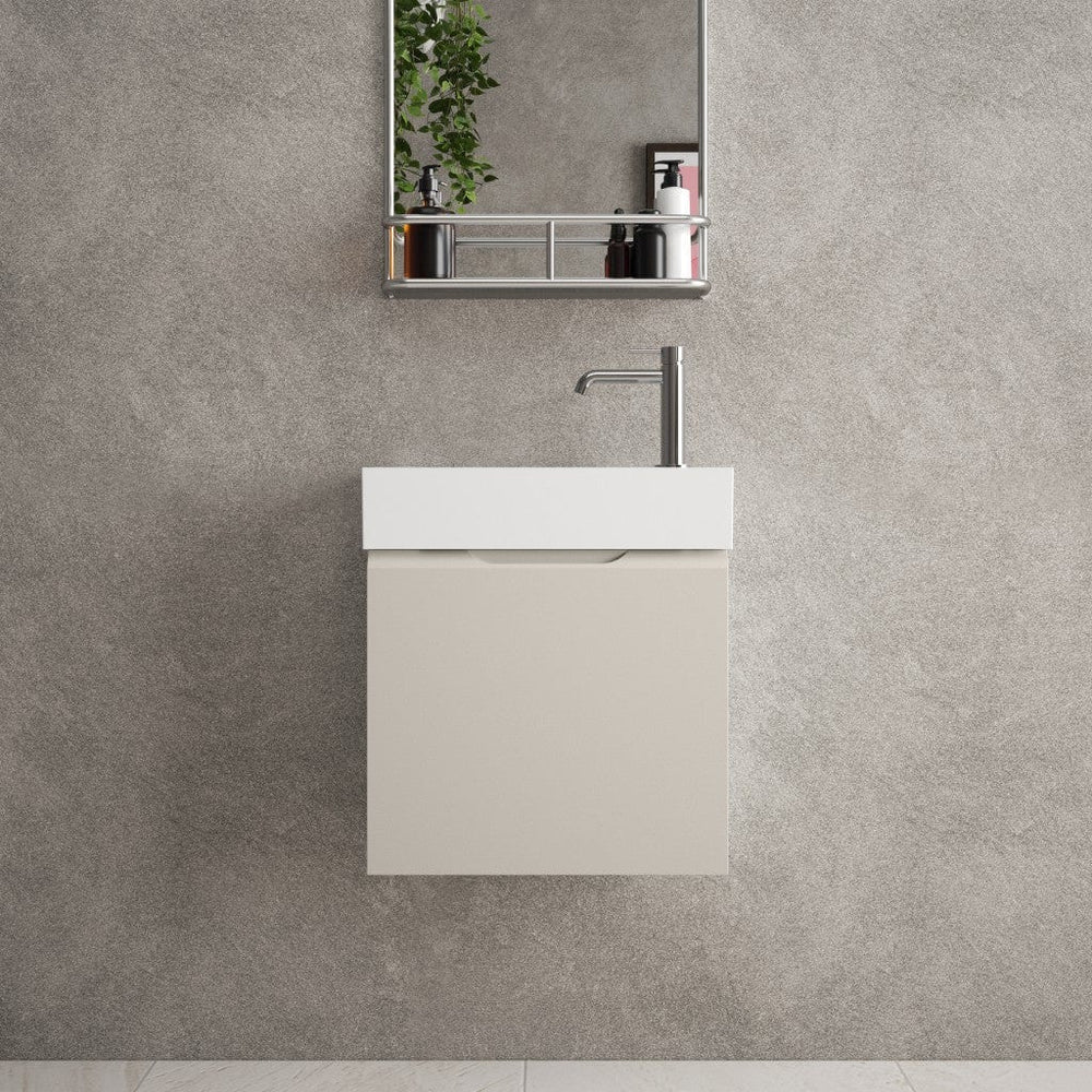 Tasca Single Door Vanity Unit With Beyondstone Basin - Matt Cashmere 450mm